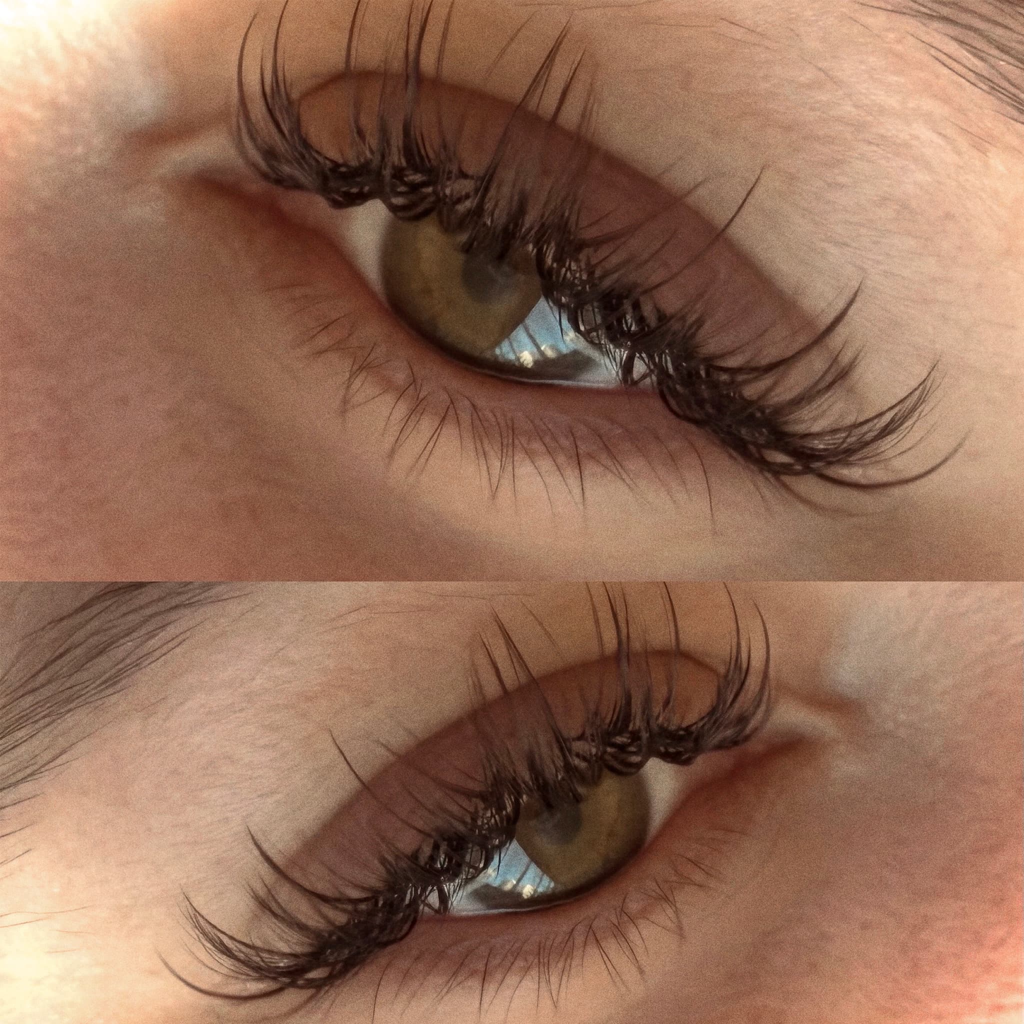 Lash extensions portfolio - Close up of a fluffy hybrid set with dark, textured fans. in San Diego